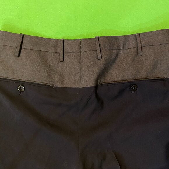 Incotex Grey Blue Color Blocked Slim Pleated Incotex Wool Dress Pants EU 48 - Picture 9 of 15